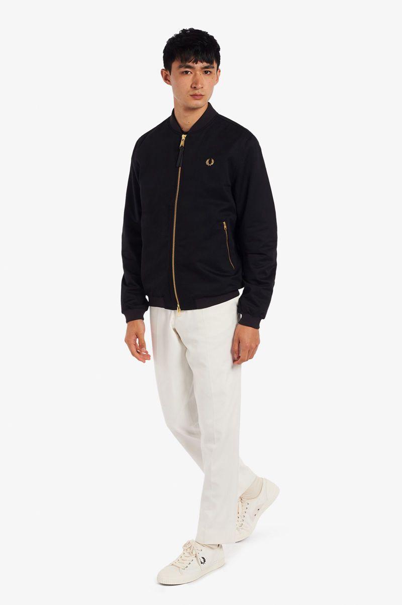 Geaca Barbati Fred Perry Twill Bomber Negrii | RO 1269XYUF